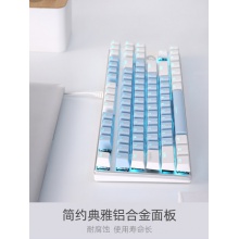 达尔优蓝白地中海小机械键盘茶轴ek815女生87键电竞